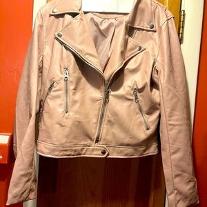 Faux Leather Light Pink Jacket Size Large